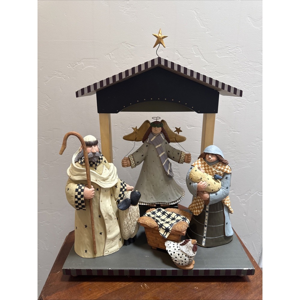 Vintage Williraye Studio 2004 O Holy Night Nativity 5 Piece Set Stable & Figures